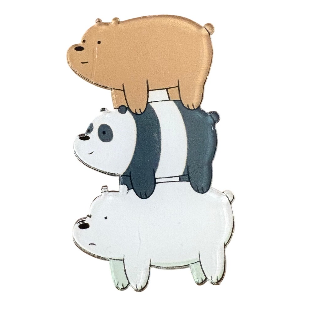 We Bare Bears Stacked Cartoon Character Kids Pin Badge Brooch Acrylic 2.5" Tall